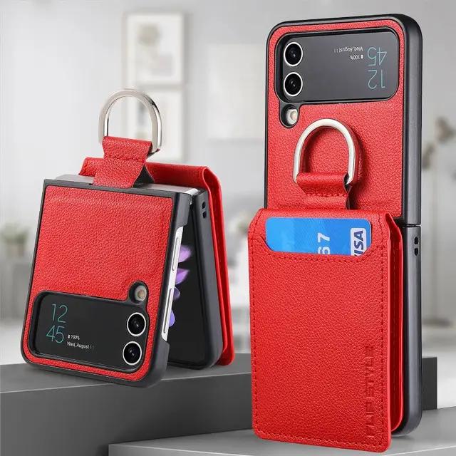 

Чехол-кошелек с магнитным кольцом для Samsung Galaxy Z Flip 5 4 3 Flip5 Flip4 Flip3 5G, вертикальная кожаная подставка с подставкой Galaxy Z Flip3 5G