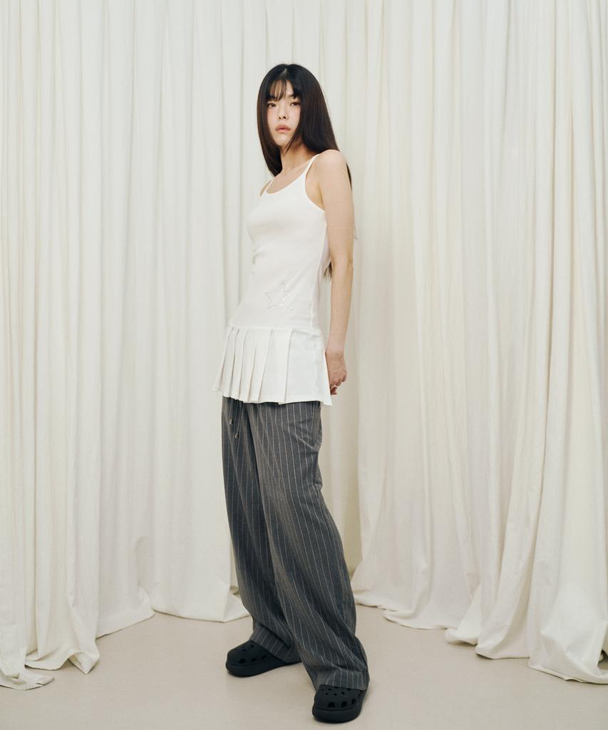 Mihebeu Star Sparkle Pleated Dress White