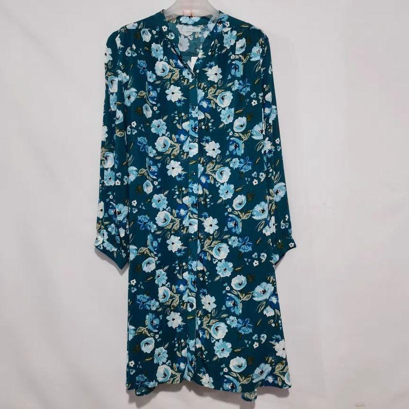 Export Export Original Order Leftover Stock Customer Supply Fabric Rayon Printed 3/4 Sleeves Dress Female Mid-Length Expansion Skirt Summer