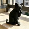 Sculpture de Chat Sans Bavure Modèle Noir, Ornement de Forme Mini, Figurine Décorative Mate Imprimée en 3D pour Bureau Entrée Chambre à Coucher
