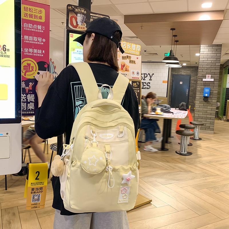 Schoolbag College Wind Milk Yellow Cute School Bag Junior High School Student High School Student Ruiying Girl Large Capacity Travel Backpack