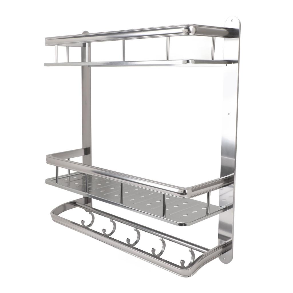 Shower Caddy Organizer Stainless Steel Wall Mounted Bathroom Shelf Rack with Towel Bar for Bathroom
