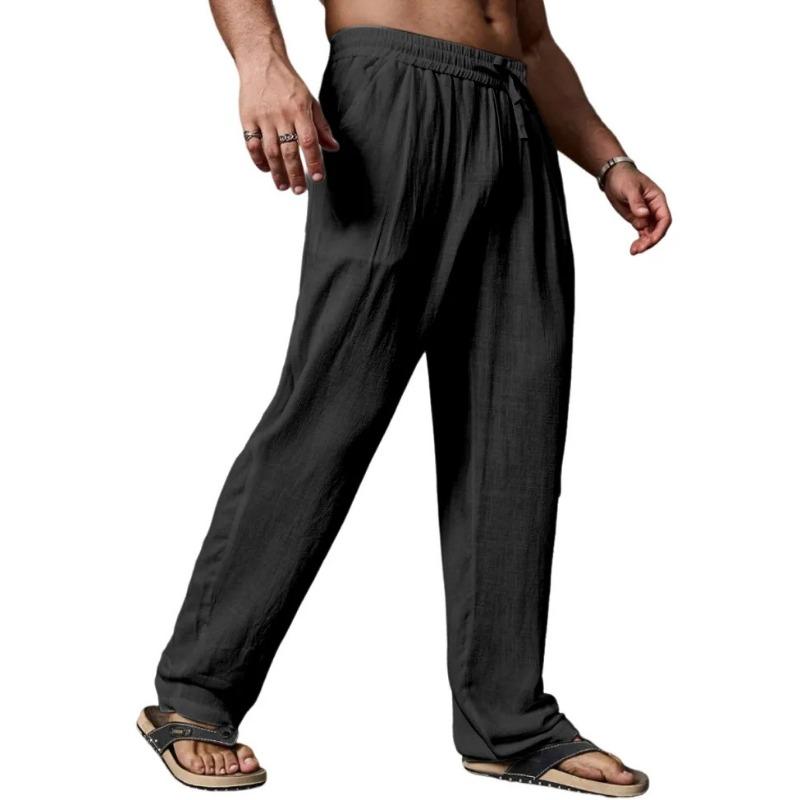 New Summer Breathable Cotton and Linen Men's Trousers Loose and Comfortable Casual Sports Linen Straight Pants