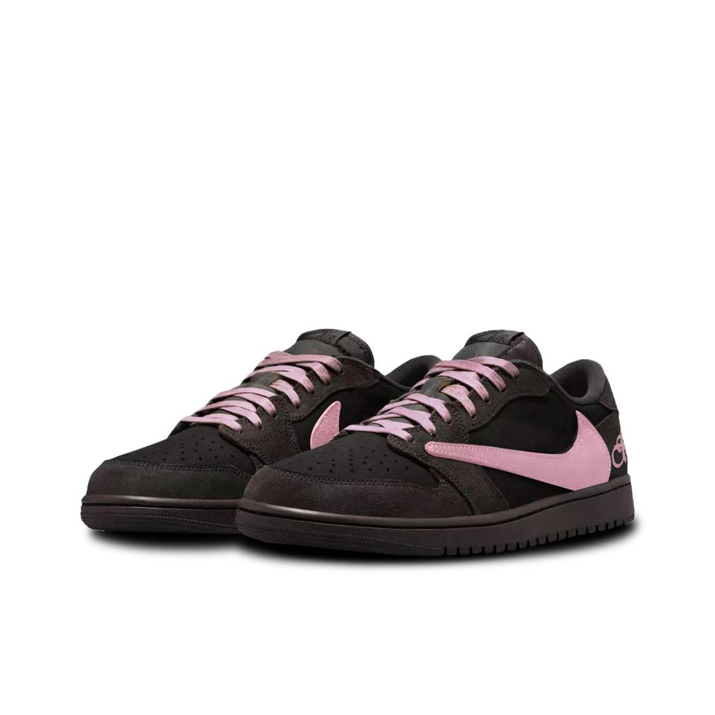 Travis Scott x Jordan Air Jordan 1 Tlumení Protiskluzové Nízké Vintage Basketbalové Boty Unisex Růžové Hnědé DM7866-202(tým-)