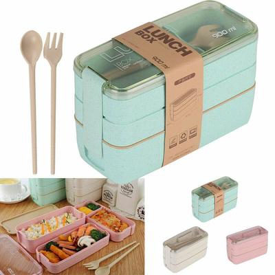 Microwave Tableware Set Spoon Fork Bento Lunchbox Food Storage Dinnerware Lunch Box