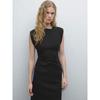 MD Women's Clothing Minimalist Fancy Waist-Tight Mid-Length Sleeveless Dress Linen Black Dress Female 06648589800