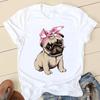 Sweet Love Pug Streetwear White Fashion Women T-Shirts Harajuku Kawaii Clothes Short Sleeve Summer Tee Casual Female Tops O-Neck