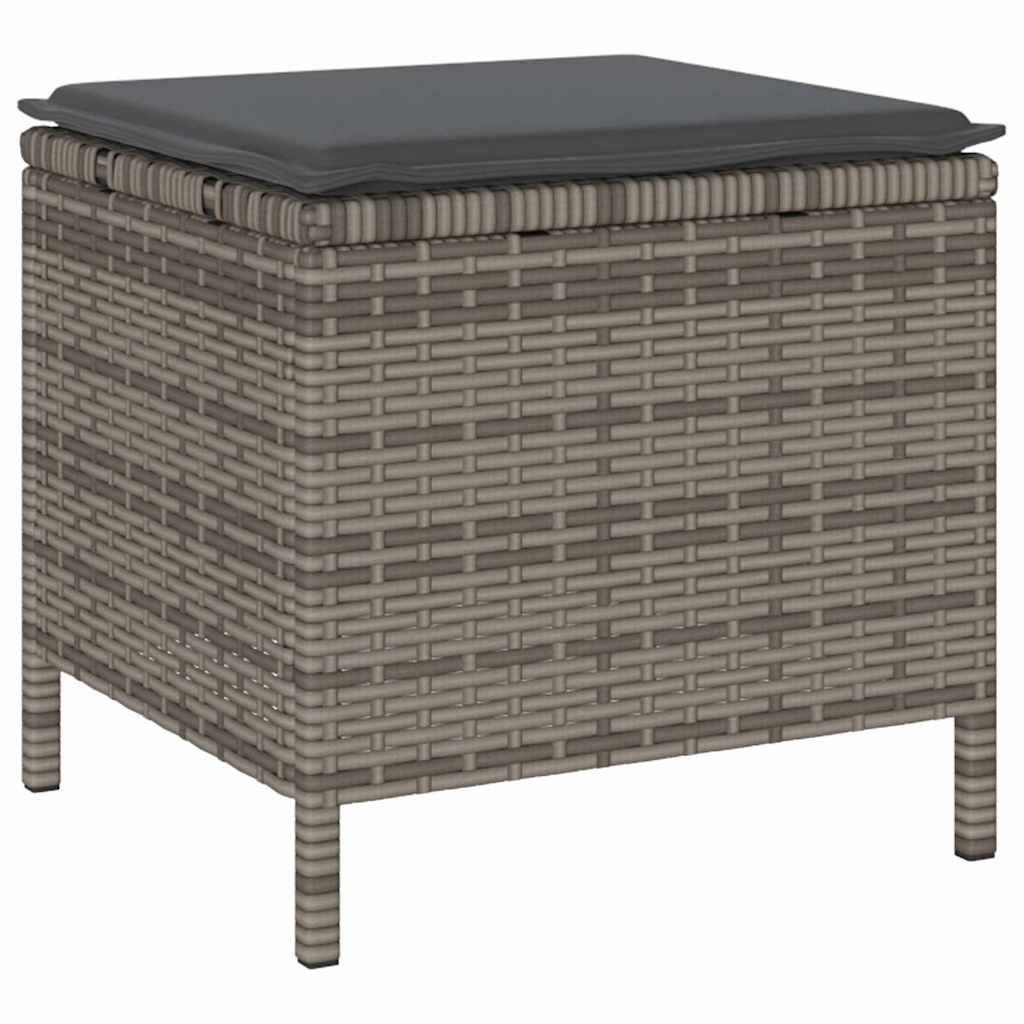 Garden Dining Set Gray Poly Rattan