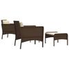 5 Piece Garden Lounge Set with Cushions Brown Poly Rattan