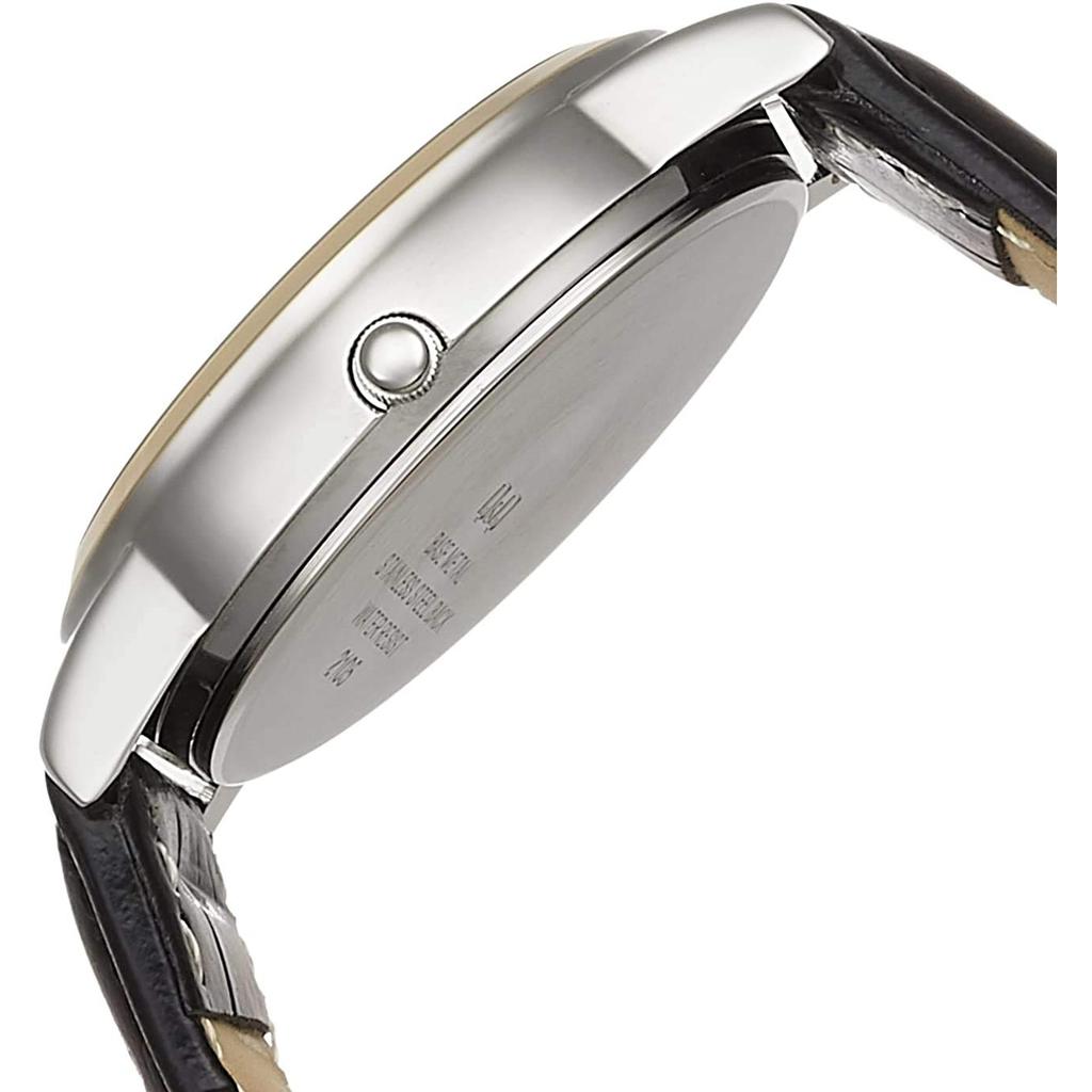 Citizen Q&Q Men   s Analog Waterproof Watch with Date, Day Display & Leather Band A206-504 White
