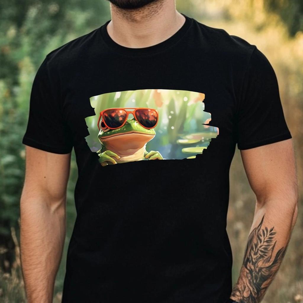 T-Shirt Herren Frosch mit Sonnenbrille Motiv Baumwolle Größe XS bis 5XL