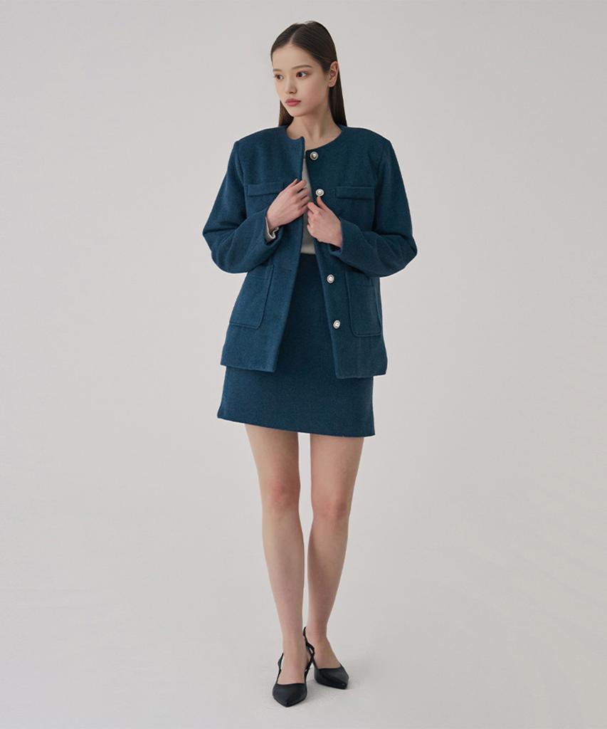 SOUP Wool Blended Jacket And Skirt Set (Sactxf1)