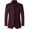 Autumn Winter Coat Men Stand Collar Solid Coats Mens Business Casual Woolen Jackets