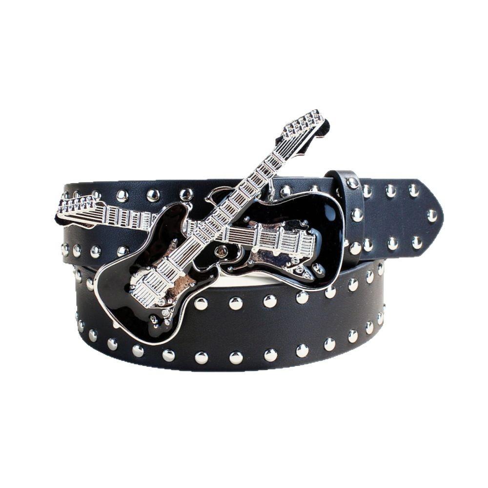 Jeans Belt Women'S Decorative Casual Belt Guitar Buckle Rock Punk Simple Belt