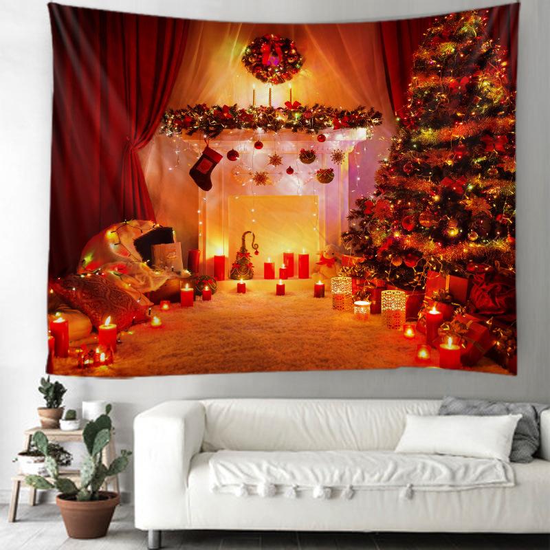 Cross-border Manufacturer Bedroom Home Fireplace Background Cloth Nordic Christmas Santa Tapestry