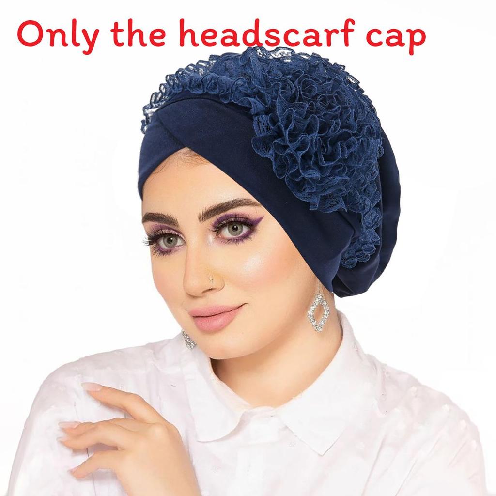 Pure Color Headscarf Hat With Floral Lace Design For Women Summer Winter Spring Fall