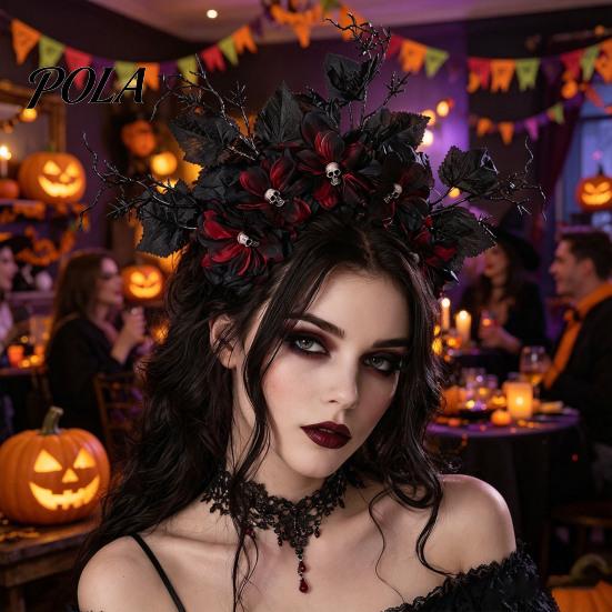 Layered Flower Hair Accessory Halloween Hoop, Flexible Base Headband with 3D Multi-Layered Floral Design, Headgear Handmade Fabric Flowers Day of The