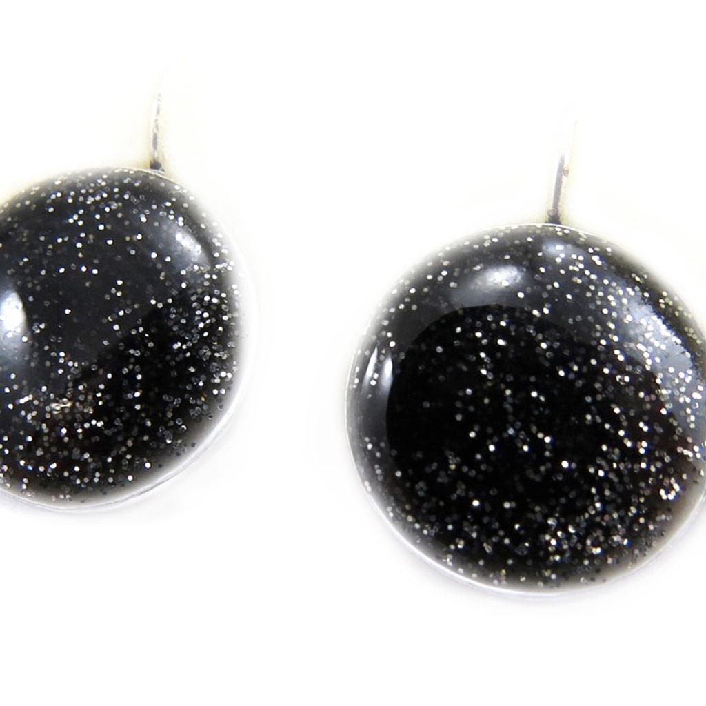 NOA [G8280] - Designer Earrings 'Sissi' Black Glitter