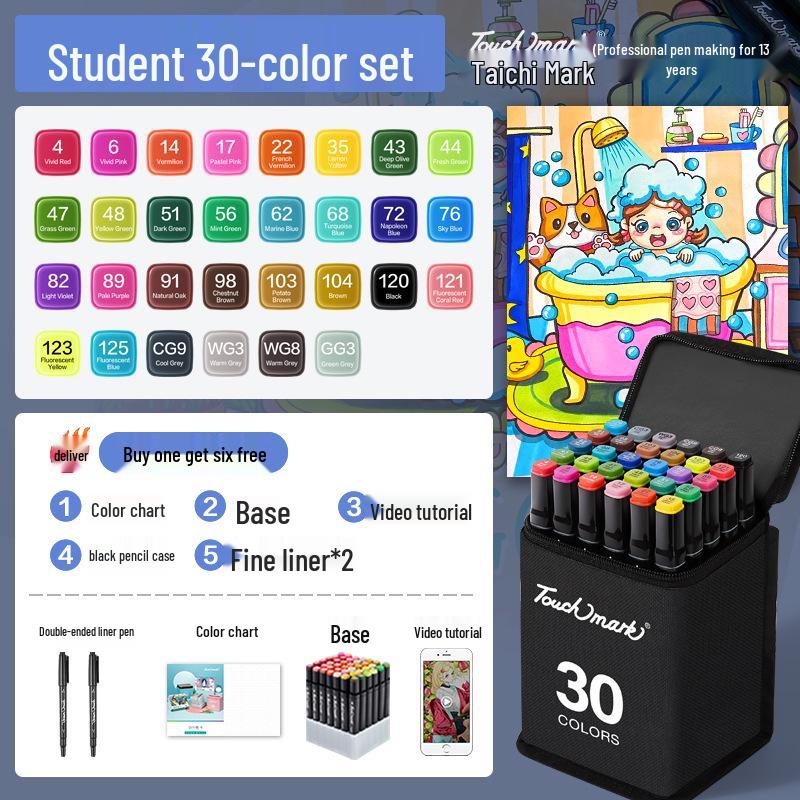 Touchmark 168-Color Alcohol-Based Marker Set with Durable Tips for Students