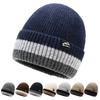 Winter Warm Wool Hat Knitted Pullover Hat Velvet Windproof Ear Protection Hat Thick Biker Hat for Men Women