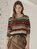 MAXZA Multi-Stripe Pattern Round Neck Knit