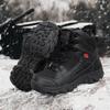 Męskie Zimowe Aksamitne Botki Taktyczne typu High-Top – Ciepłe Śniegowce z Wełnianą Podszewką do Użytku Outdoorowego i Taktycznego