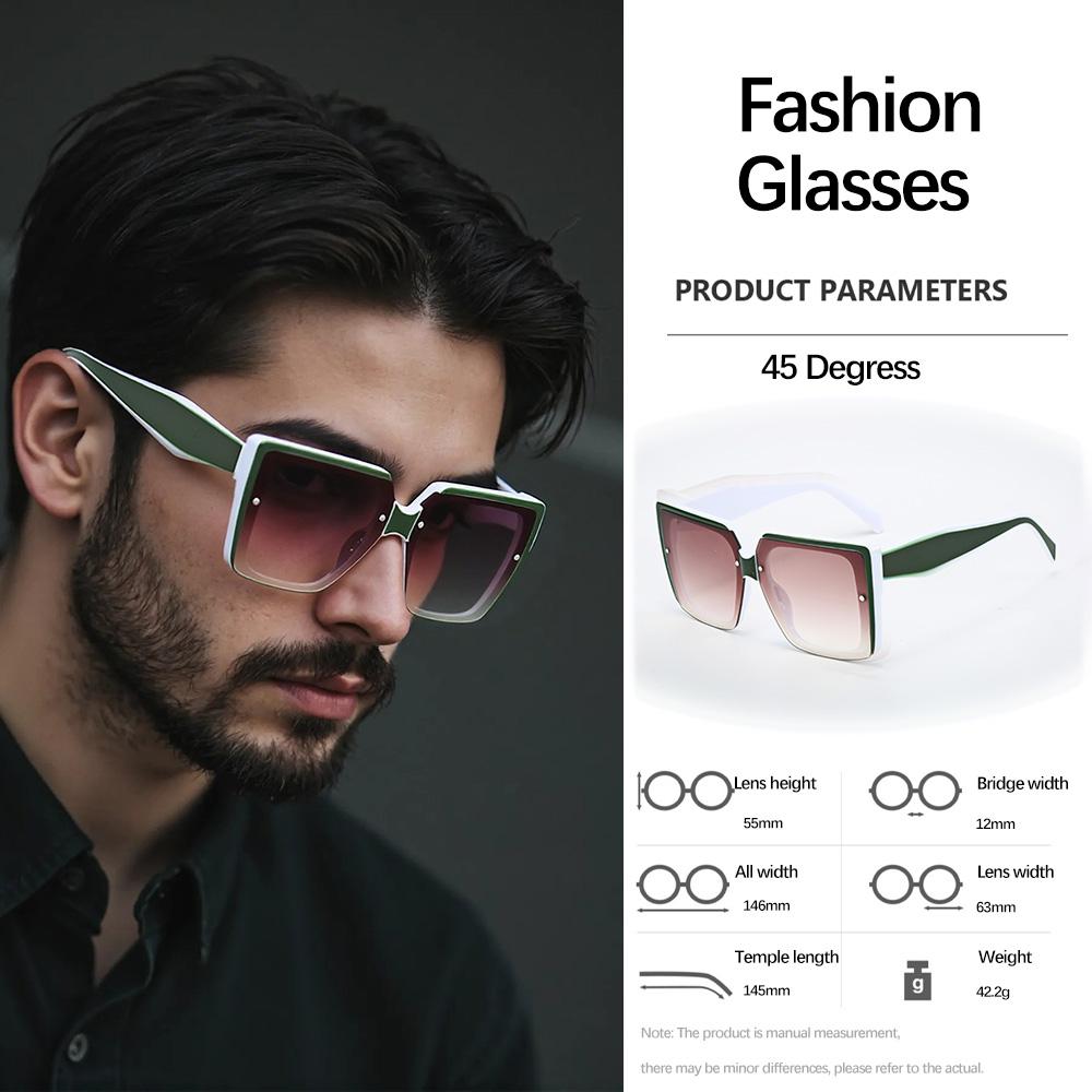 For Male Retro High Square Sunglasses Glass PC Material Minimalist Design for Spring Summer Versatile for Urban Commuting