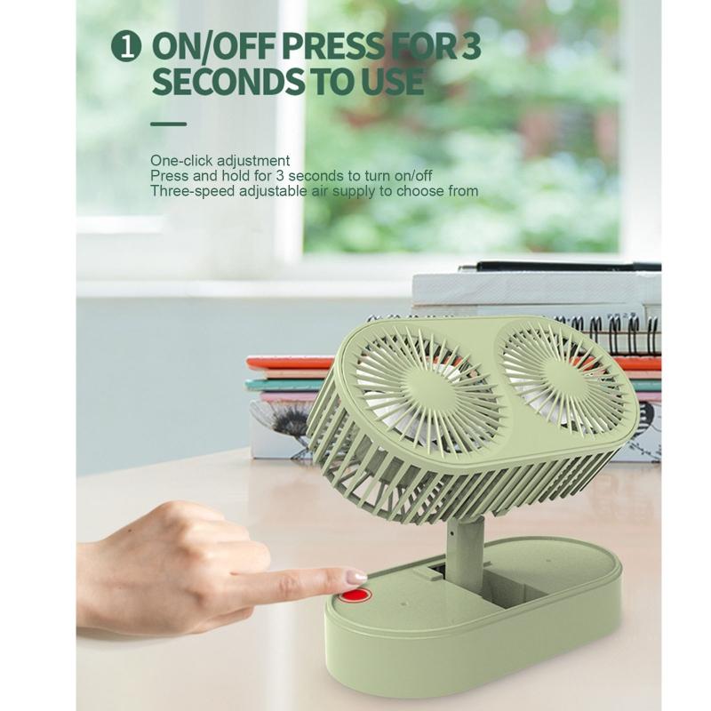 Small Desk Rechargeable Sturdy Table Fans with 3 Speeds for Bedroom Office