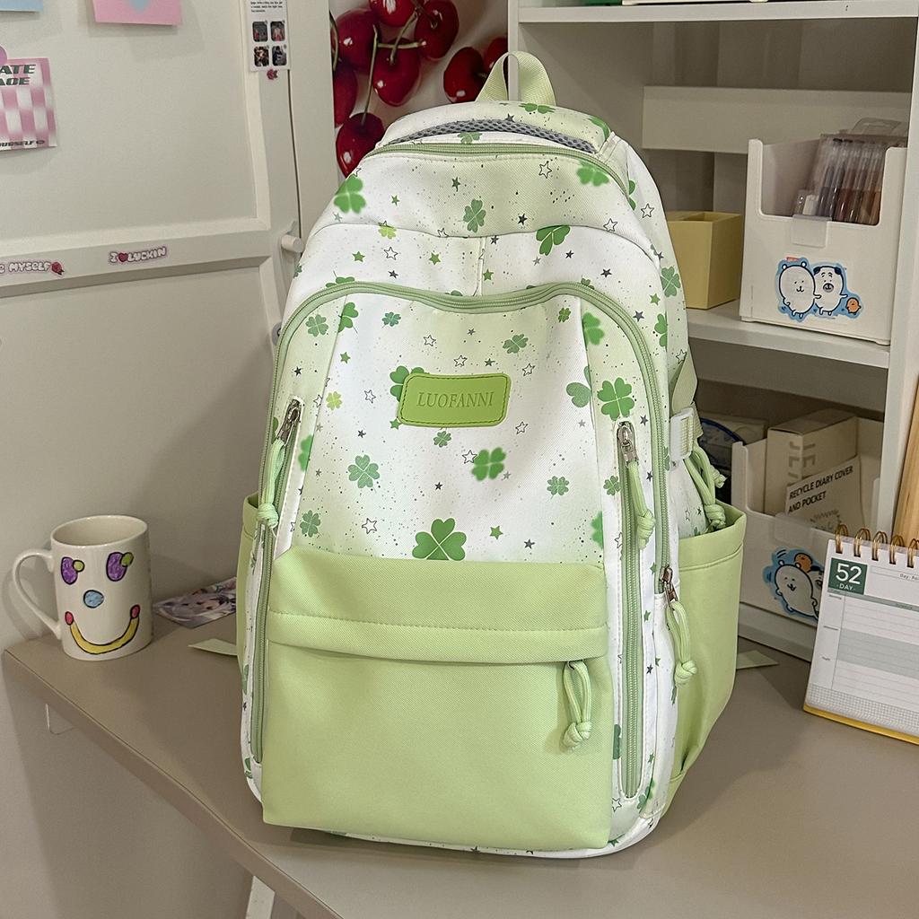 Schoolbag New High-value Ins Wind Smudging Large-capacity Backpack Mori Girl Printed Backpack Junior High School Student Backpack