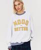 MOODBETTER College Striped Rib Sweatshirt White Melange