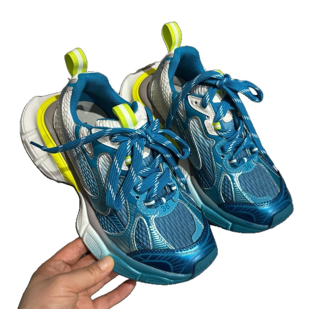 Paris gradual change color dad shoes women 2025 autumn new leather thick-soled mesh breathable versatile casual dad shoes