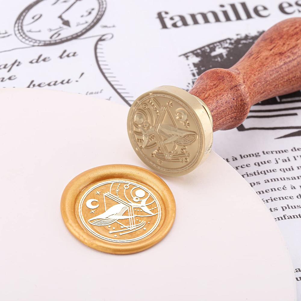 1pc Ocean Series Wax Seal Stamps Trident Goldfish Hook Shark Pattern Wax Sealing Stamps 25mm Removable Brass Head For Decorating