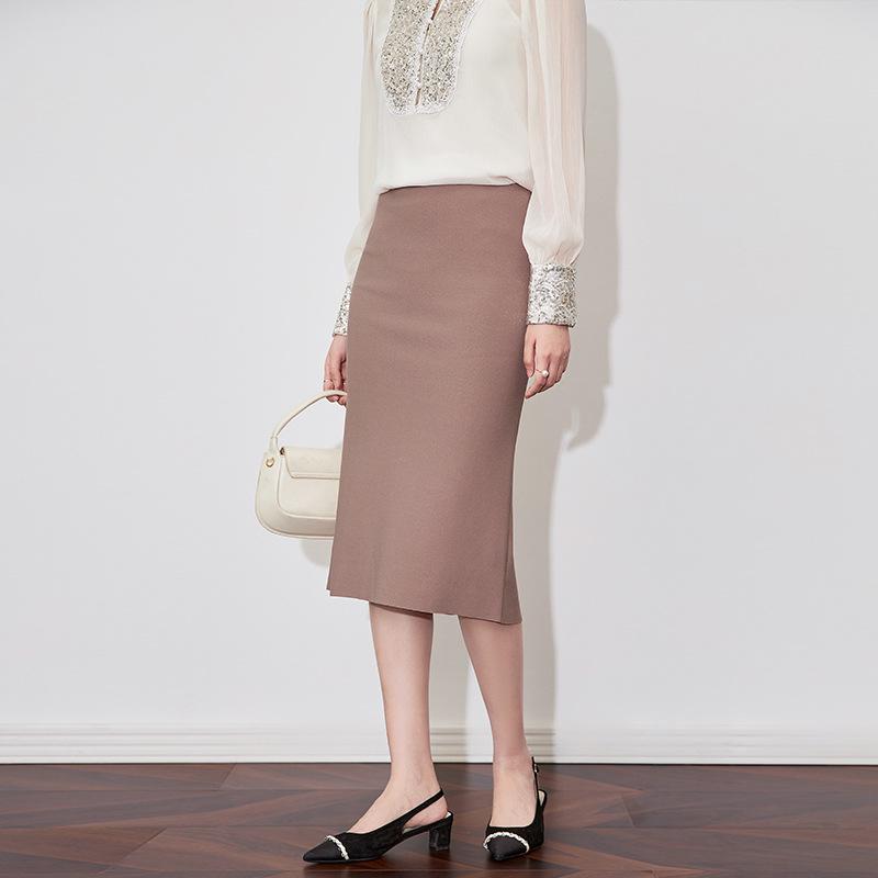 

High Waist Beaded Chain Color Block Midi Skirt - Women s Spring Hip Wrap Skirt XXL