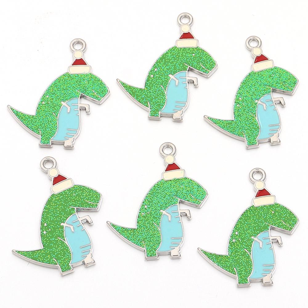 6pcs/lot Alloy Enamel Dinosaur Charms Colorful Cute Animal Charms Pendants For DIY Jewelry Making Necklace Keychain Accessories