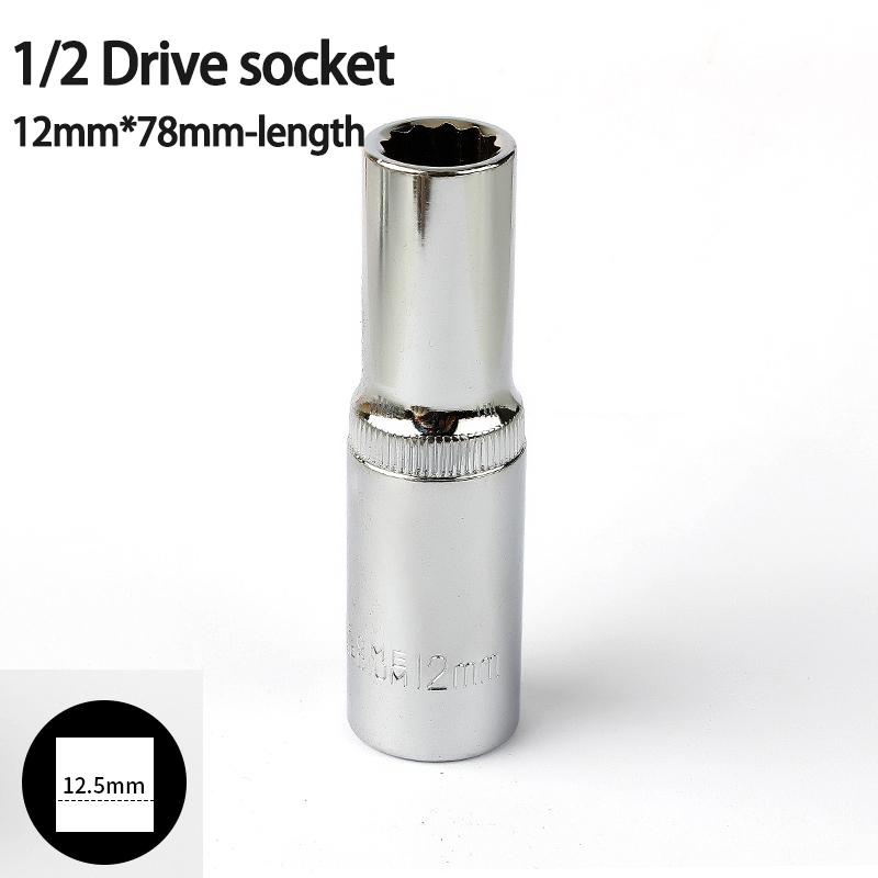 1pcs 12 Point 78mm Mirror Deep Socket Head 1/2 Drive Torx Bit Ratchet Wrench Adapter Tool Part 8-32mm Car Repair Tools