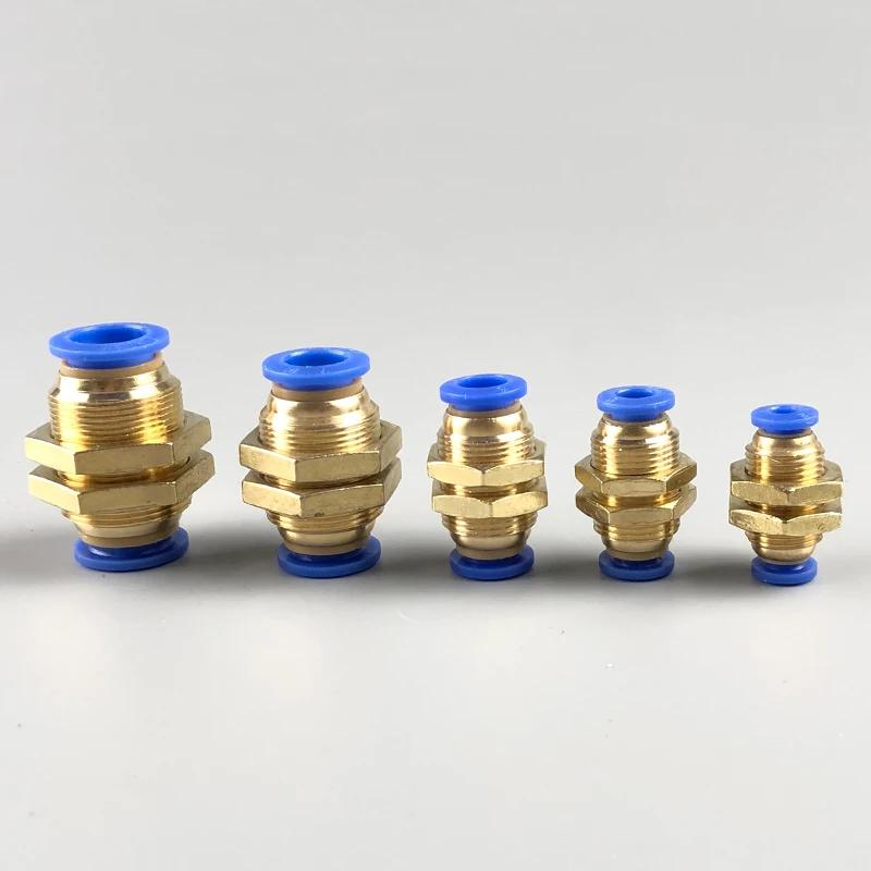 5Pcs PM Series Bulkhead Straight Pneumatic Fitting,4-12mm Push-to-Connect Quick Release Hose Connector for Air Compressor System