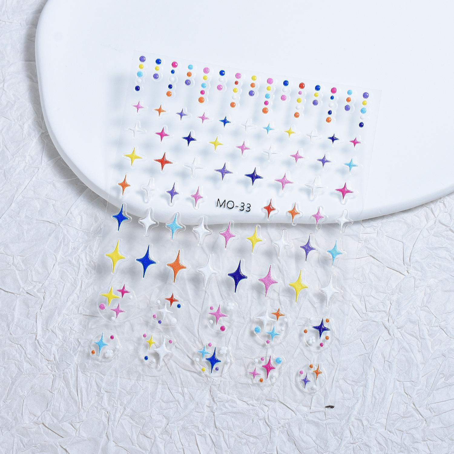 

Embossed Star & Heart Nail Decals with Pentagrams & Polka Dots Stickers