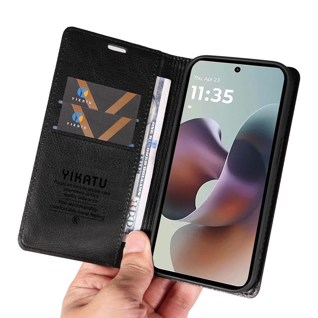 For Motorola Moto G56 5G Wallet Case YIKATU YK-006 Magnetic Closure Leather Phone Cover Litchi Texture