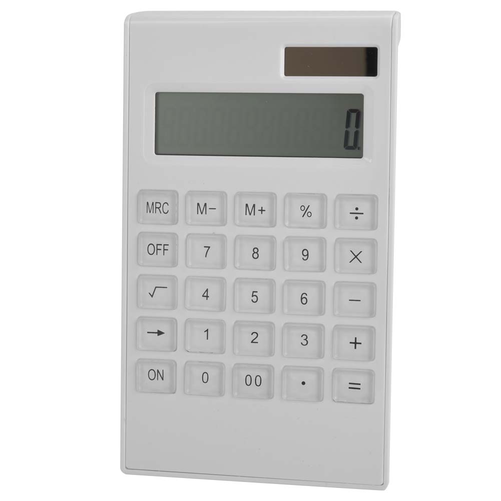 Student Scientific Desktop Solar and Battery Dual Powered White Calculator with Crystal Button