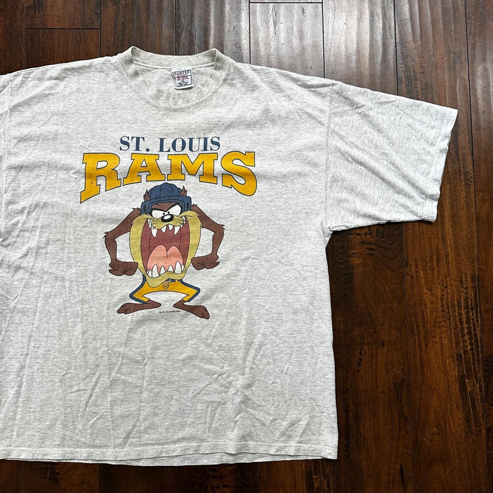 St Louis RAMS VTG T Shirt 90s Warner Bros Cute Taz Sports Missouri Rare Rap 4XL