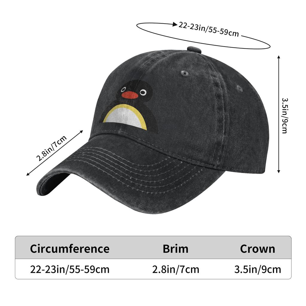 Noot Noot Pingu Baseball Cap Classic Distressed Washed Cute Cartoon Headwear for Unisex Women Outdoor Unstructured Soft Hats Cap