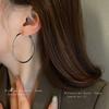 Silver Needle Metal Round Plain Ring Earrings Niche Simple Cold Wind Earrings Versatile Temperament Earrings Geometry