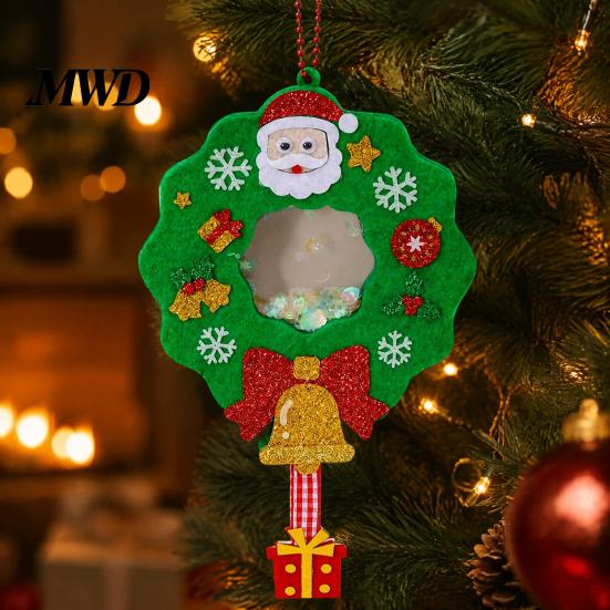 Safe Odorless Crafting Kits for Toddlers Christmas Shaker Ornament DIY Kit Kids, Santa Snowman Reindeer Felt Personalized Eve Gifts Craft Set, Glitter