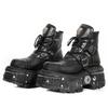 Dark Gothic Chunky Platform Leather Combat Boots Handmade Punk Ankle Boots for Women