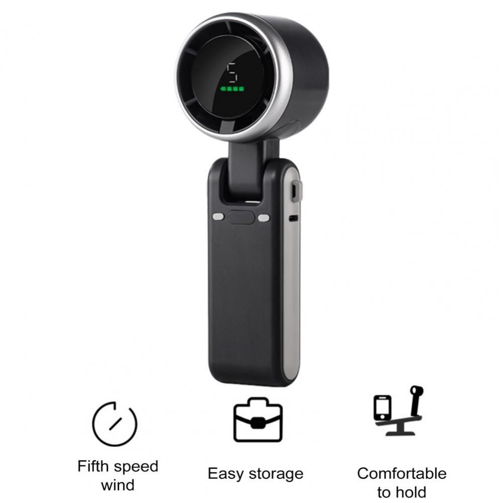 With Digital Display Handheld Fan 180 Degree Folding Small Electric Fan Powerful Turbo Fan  Summer