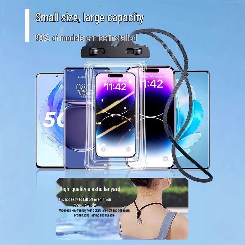 Floating Waterproof Phone Bag with Airbag: Touchscreen Compatible, Transparent, for Swimming, Rafting, Diving, Water Parks, and Photography