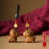 Cute Zodiac Horse Key Chain Cartoon Sandalwood Bag Pendant Handmade Rope Lanyard Chinese Style Key Ring Car Key Chain Pendant