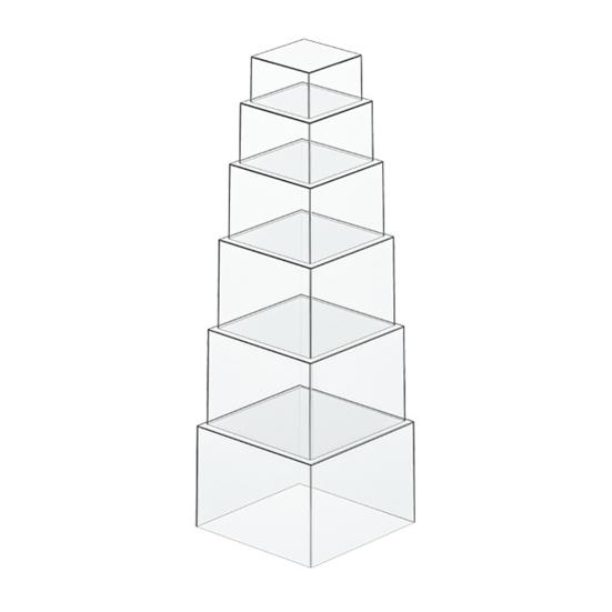 6Pcs Buffet Risers Food Display Risers Multipurpose Stackable Display Stand Cube Box Nesting Riser with Hollow Bottoms