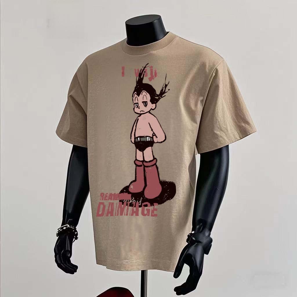 

The 2025 New Summer Retro American Brand Sport Sve T-t Retro Sle Cotton Youth Faion Summer T-shirt of The Cartoon Print Couple S