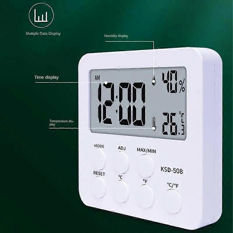 Electronic Temperature And Humidity Meter Household Desktop Small Clock Alarm Clock Digital Dry And Wet Thermometer